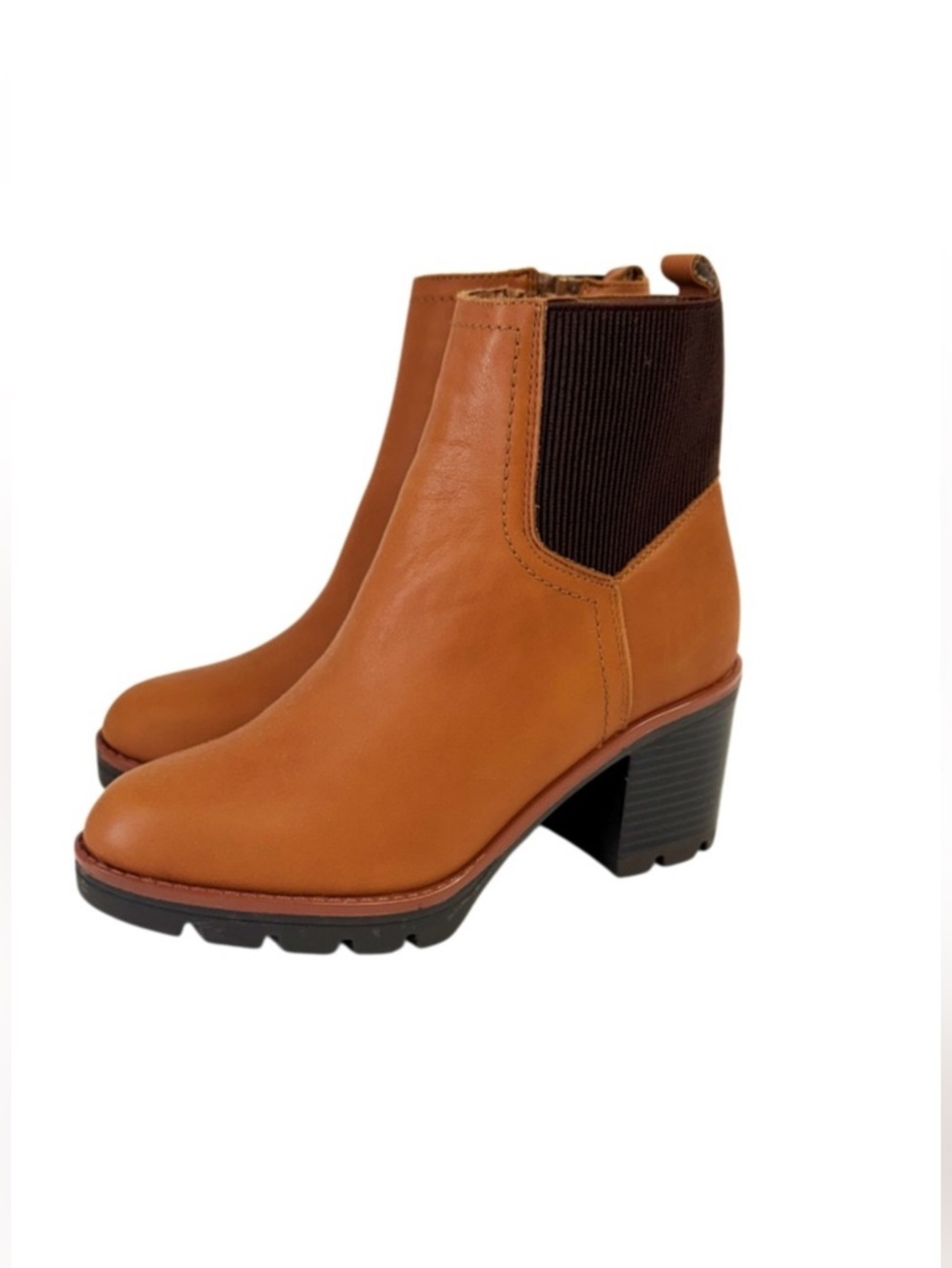 NATURALIZER Verney Cognac Leather Ankle Boots With Zippers Like New! Size 6